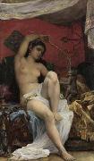 unknown artist Odalisque playing with a Monkey Spain oil painting artist